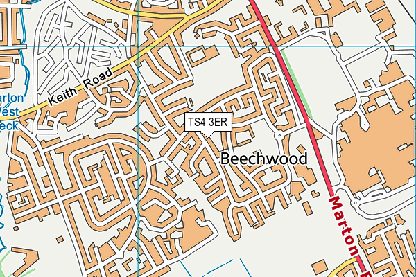 TS4 3ER map - OS VectorMap District (Ordnance Survey)