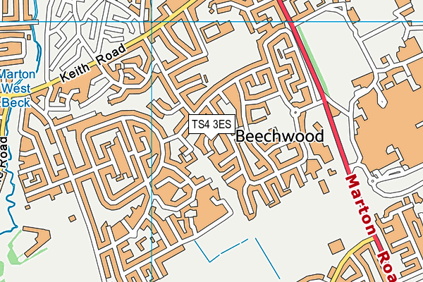 TS4 3ES map - OS VectorMap District (Ordnance Survey)