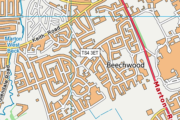 TS4 3ET map - OS VectorMap District (Ordnance Survey)