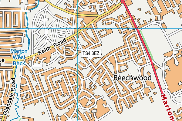 TS4 3EZ map - OS VectorMap District (Ordnance Survey)