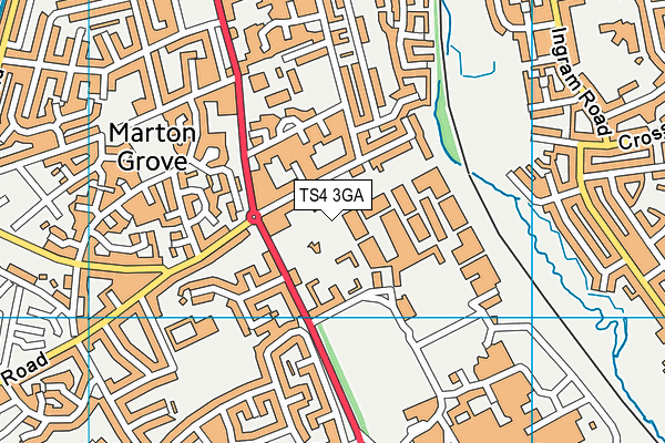 TS4 3GA map - OS VectorMap District (Ordnance Survey)