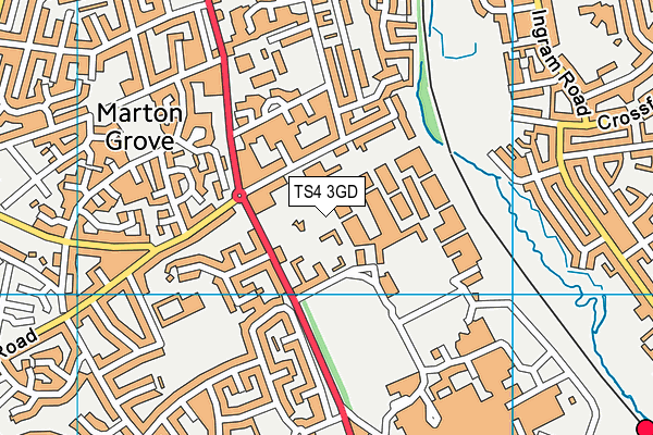 TS4 3GD map - OS VectorMap District (Ordnance Survey)