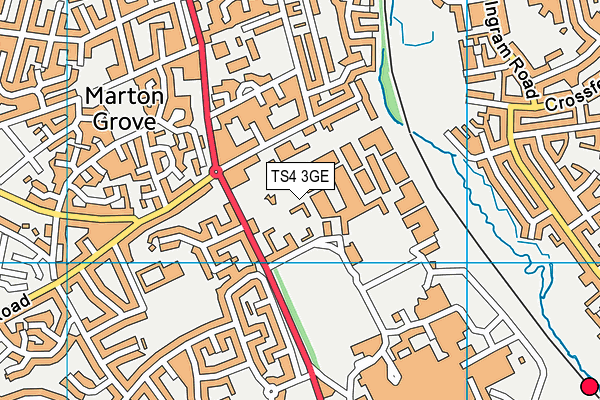TS4 3GE map - OS VectorMap District (Ordnance Survey)