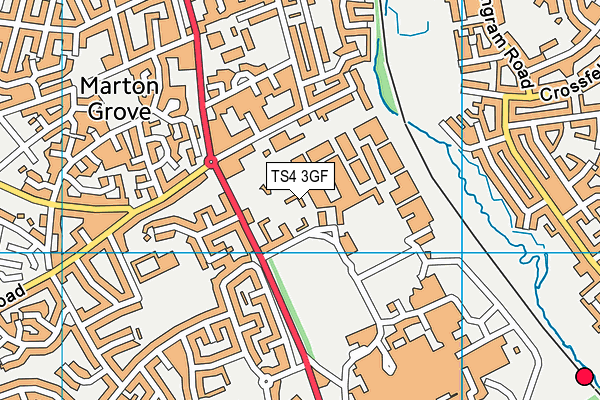 TS4 3GF map - OS VectorMap District (Ordnance Survey)