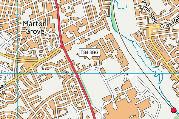 TS4 3GG map - OS VectorMap District (Ordnance Survey)