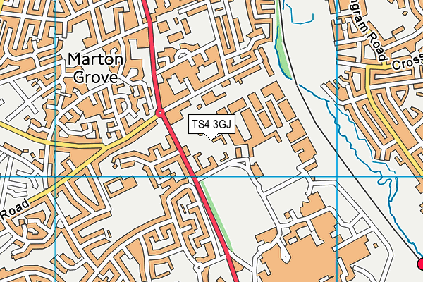 TS4 3GJ map - OS VectorMap District (Ordnance Survey)