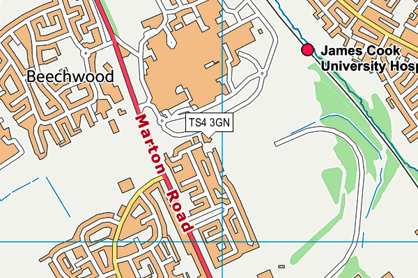 TS4 3GN map - OS VectorMap District (Ordnance Survey)