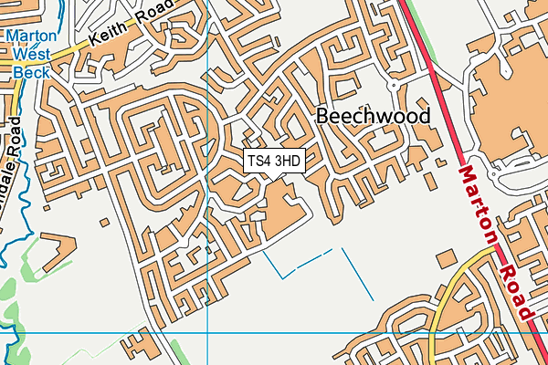 TS4 3HD map - OS VectorMap District (Ordnance Survey)