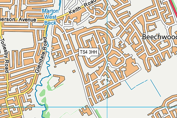 TS4 3HH map - OS VectorMap District (Ordnance Survey)