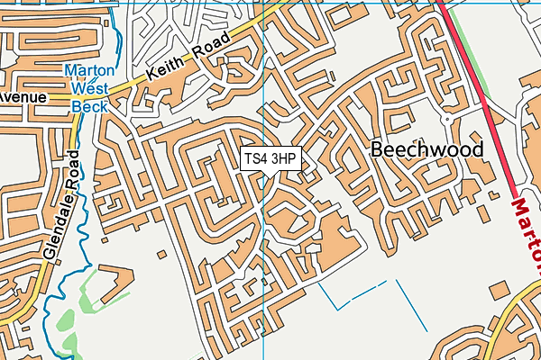 TS4 3HP map - OS VectorMap District (Ordnance Survey)