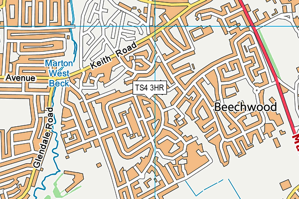 TS4 3HR map - OS VectorMap District (Ordnance Survey)