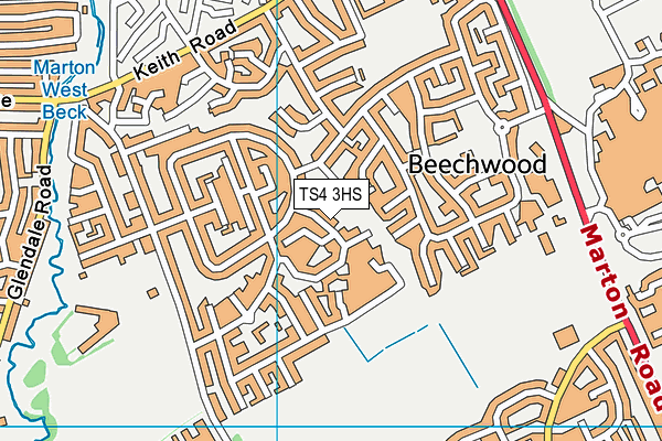 TS4 3HS map - OS VectorMap District (Ordnance Survey)