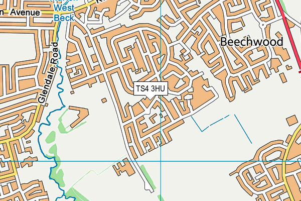 TS4 3HU map - OS VectorMap District (Ordnance Survey)