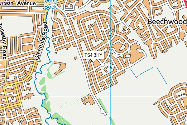 TS4 3HY map - OS VectorMap District (Ordnance Survey)