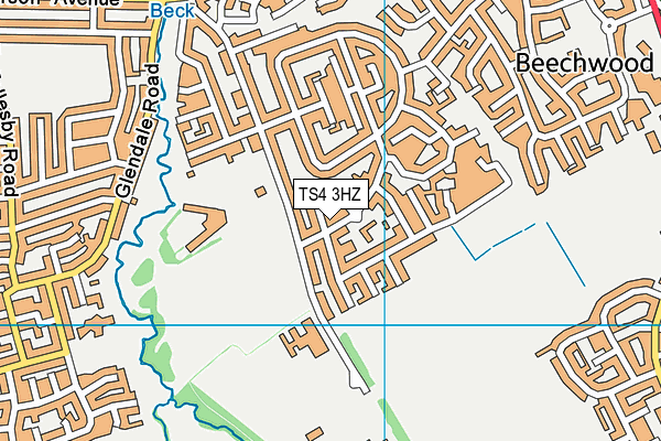 TS4 3HZ map - OS VectorMap District (Ordnance Survey)