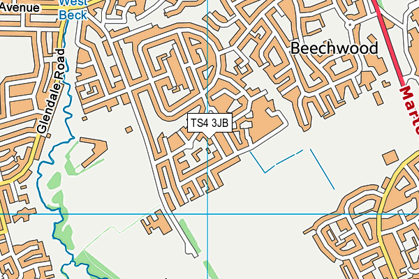 TS4 3JB map - OS VectorMap District (Ordnance Survey)