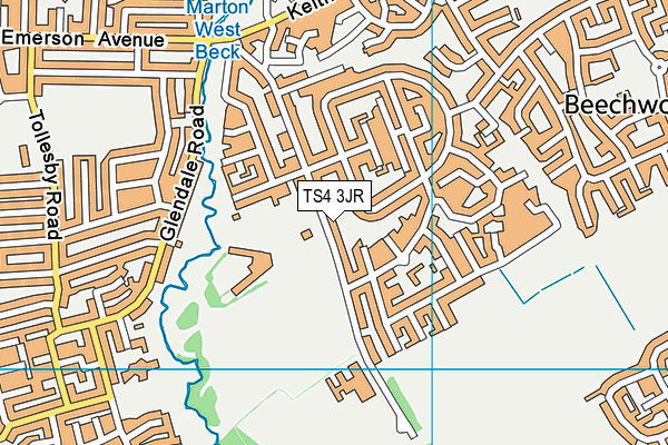 TS4 3JR map - OS VectorMap District (Ordnance Survey)