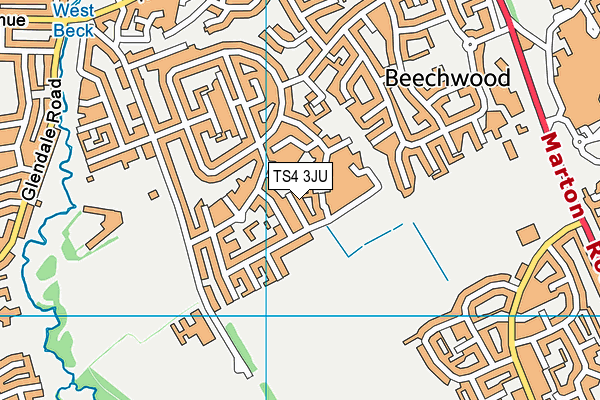 TS4 3JU map - OS VectorMap District (Ordnance Survey)