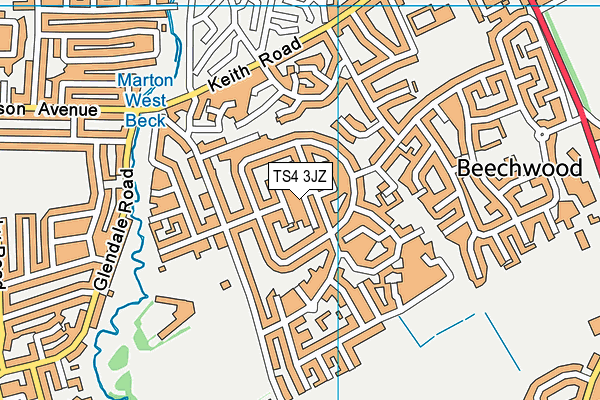 TS4 3JZ map - OS VectorMap District (Ordnance Survey)