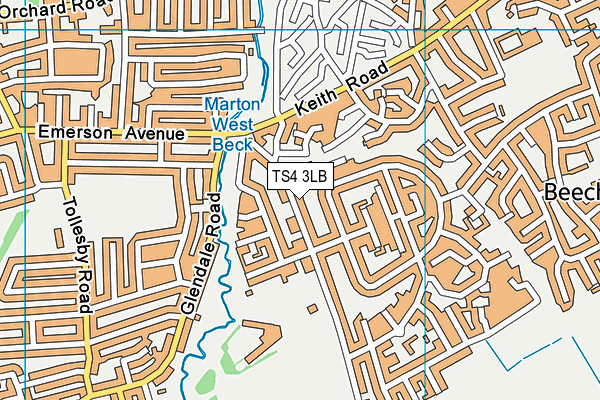 TS4 3LB map - OS VectorMap District (Ordnance Survey)