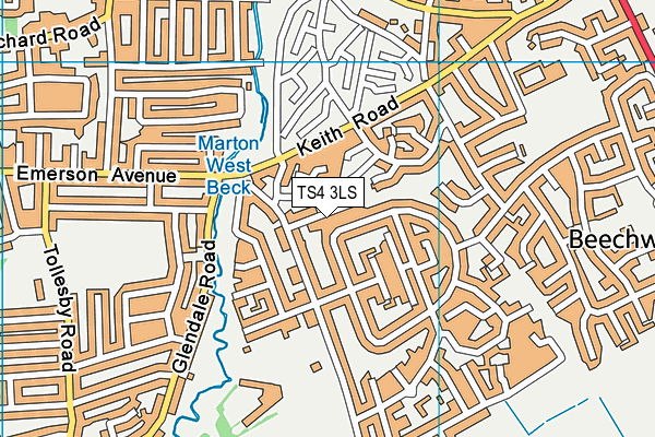 TS4 3LS map - OS VectorMap District (Ordnance Survey)