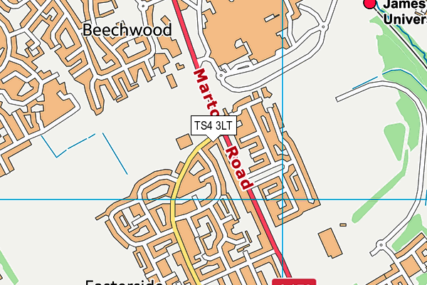 TS4 3LT map - OS VectorMap District (Ordnance Survey)