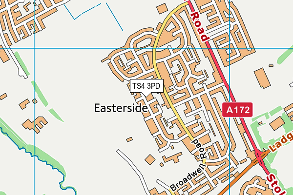 TS4 3PD map - OS VectorMap District (Ordnance Survey)