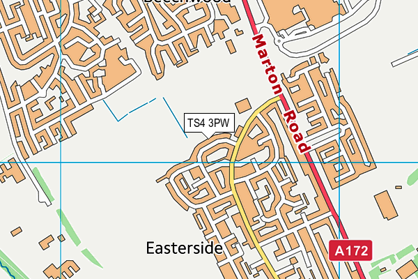 TS4 3PW map - OS VectorMap District (Ordnance Survey)