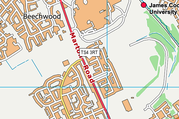 TS4 3RT map - OS VectorMap District (Ordnance Survey)