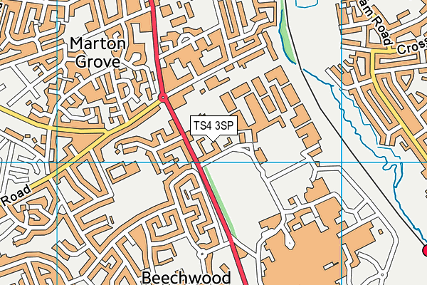 TS4 3SP map - OS VectorMap District (Ordnance Survey)