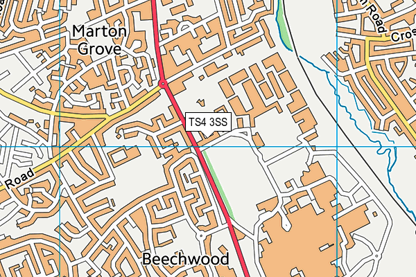 TS4 3SS map - OS VectorMap District (Ordnance Survey)