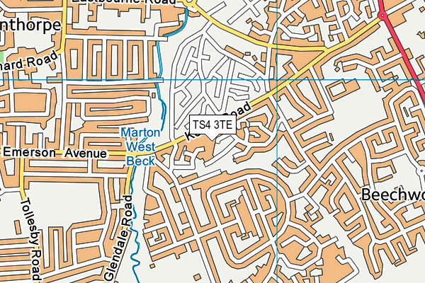 TS4 3TE map - OS VectorMap District (Ordnance Survey)