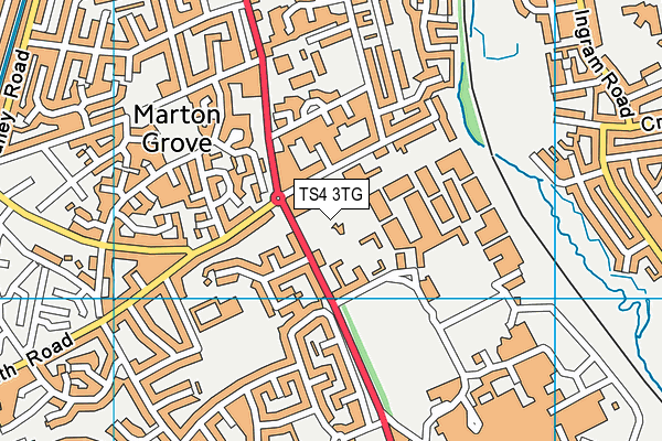 TS4 3TG map - OS VectorMap District (Ordnance Survey)
