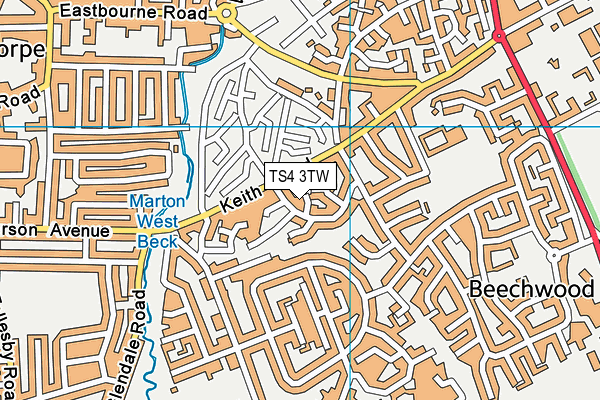 TS4 3TW map - OS VectorMap District (Ordnance Survey)