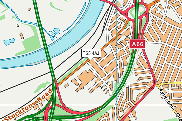 TS5 4AJ map - OS VectorMap District (Ordnance Survey)