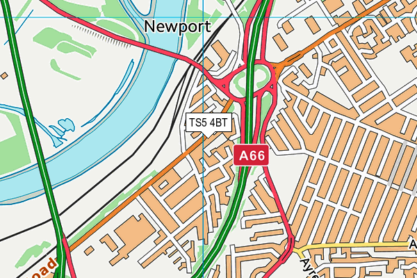 TS5 4BT map - OS VectorMap District (Ordnance Survey)