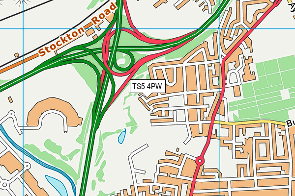 TS5 4PW map - OS VectorMap District (Ordnance Survey)