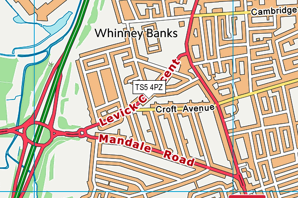 TS5 4PZ map - OS VectorMap District (Ordnance Survey)