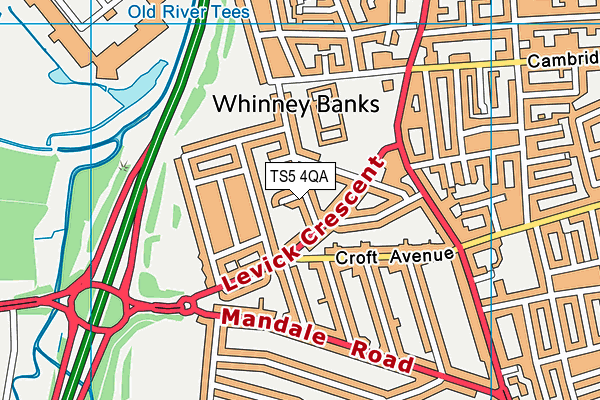 TS5 4QA map - OS VectorMap District (Ordnance Survey)