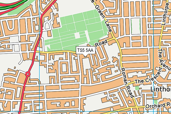 TS5 5AA map - OS VectorMap District (Ordnance Survey)