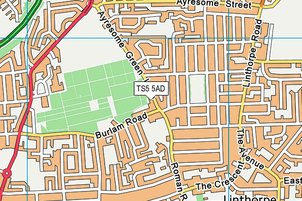 TS5 5AD map - OS VectorMap District (Ordnance Survey)