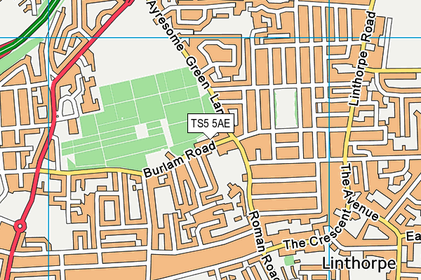 TS5 5AE map - OS VectorMap District (Ordnance Survey)