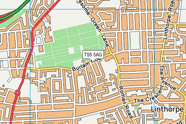 TS5 5AG map - OS VectorMap District (Ordnance Survey)