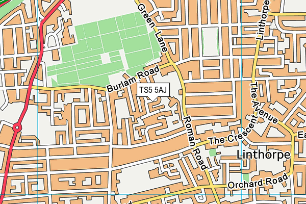 TS5 5AJ map - OS VectorMap District (Ordnance Survey)