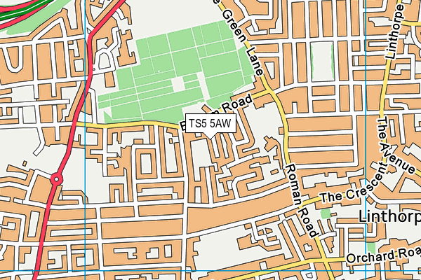 TS5 5AW map - OS VectorMap District (Ordnance Survey)