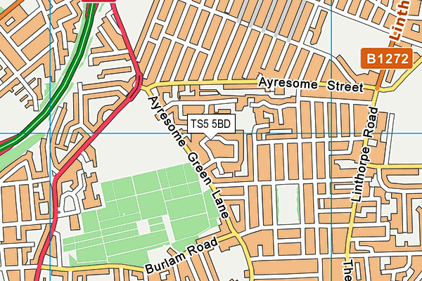 TS5 5BD map - OS VectorMap District (Ordnance Survey)