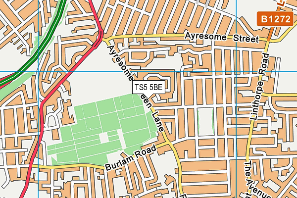 TS5 5BE map - OS VectorMap District (Ordnance Survey)