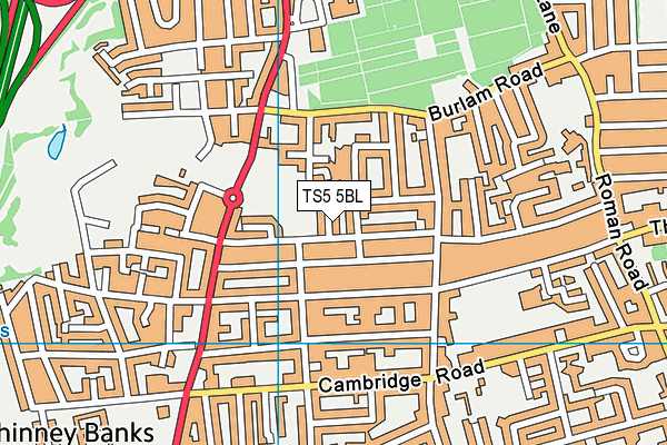 TS5 5BL map - OS VectorMap District (Ordnance Survey)