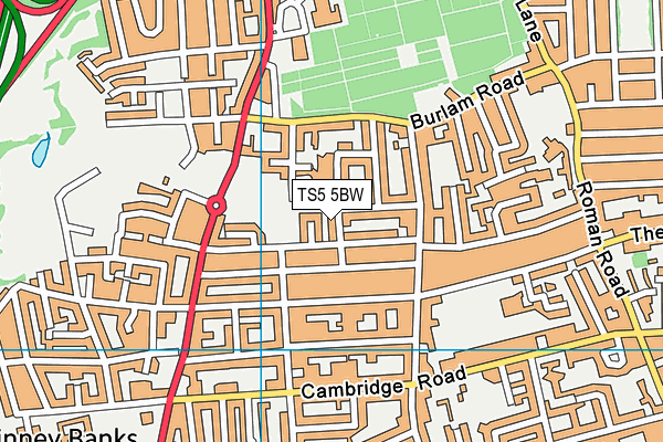 TS5 5BW map - OS VectorMap District (Ordnance Survey)