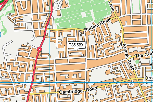 TS5 5BX map - OS VectorMap District (Ordnance Survey)